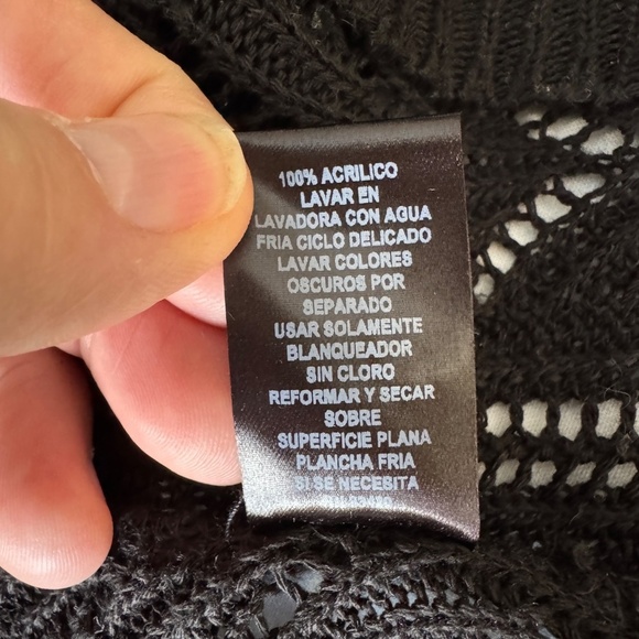 August Silk Women's Sheer Knit 3/4 Sleeve Open Front Cardigan Cover-up Black M - Picture 6 of 10